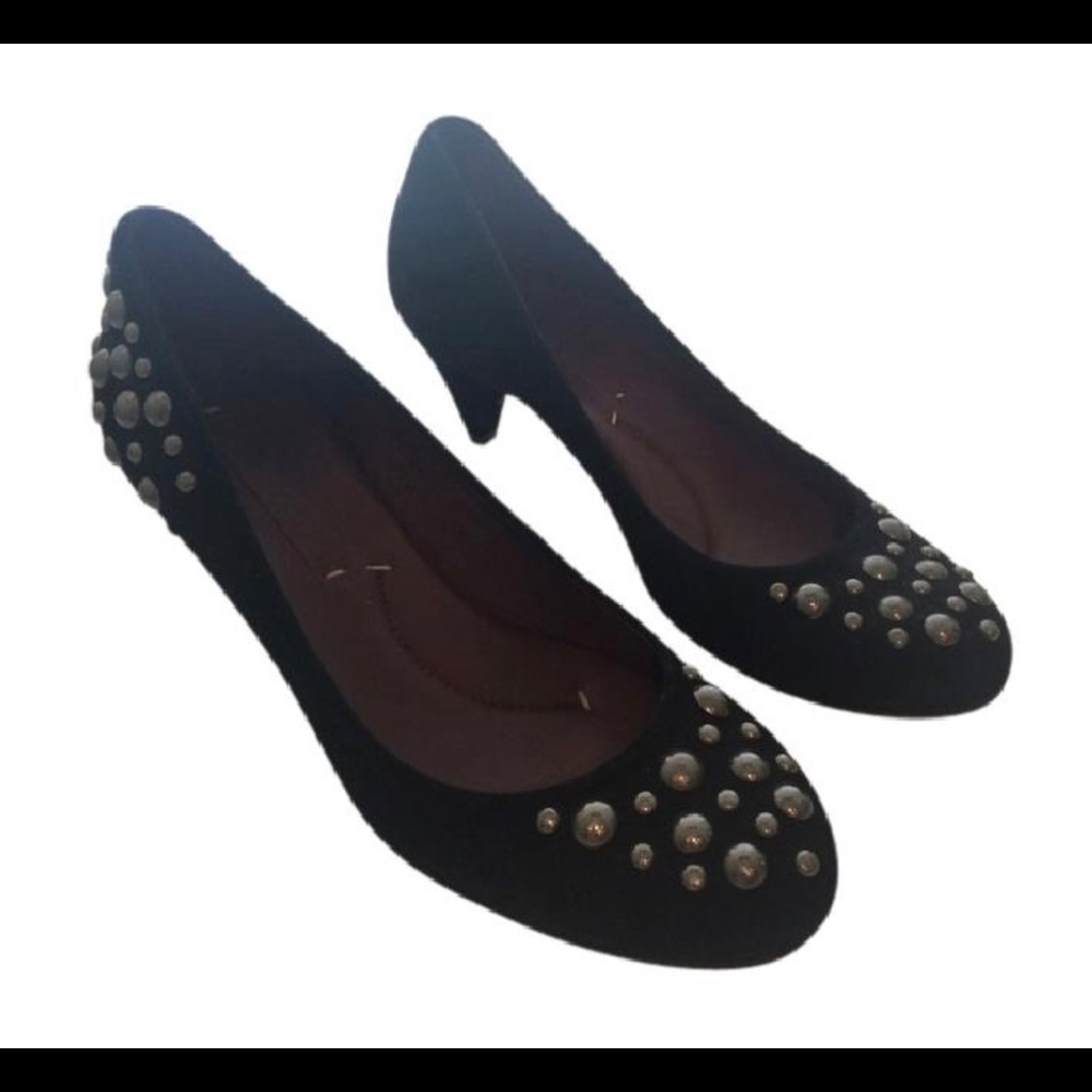 BCBG suede studded heels
